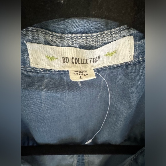 #326 Denim Button Up Dress long sleeve size L - Picture 3 of 3